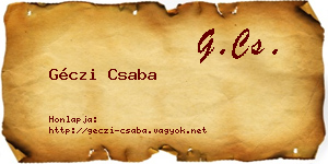 Géczi Csaba névjegykártya